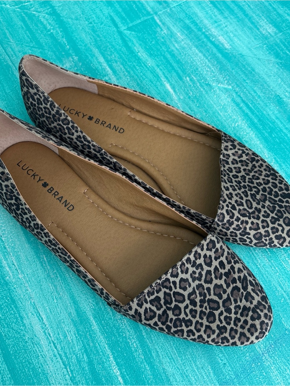 Lucky Brand Leopard-Print Pointed Toe Flats - Black & Taupe